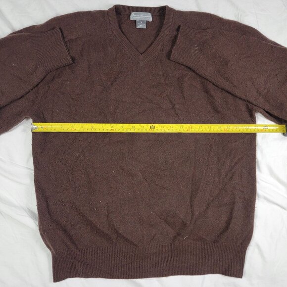 Daniel Cremieux Mens Large Signature Collection Brown Cashmere V Neck Sweater - Picture 5 of 8